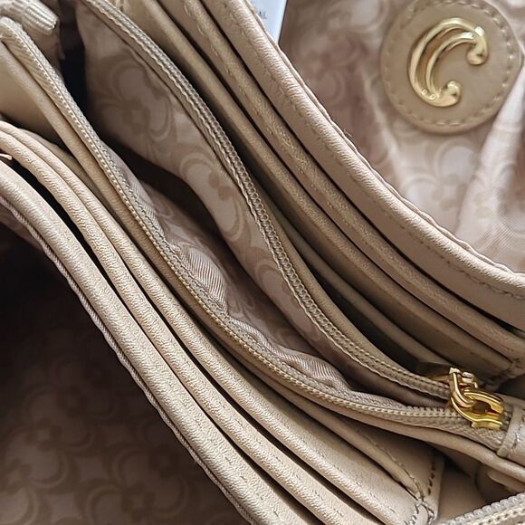 EUC C Women's tan wallet crossbody bag clutch purse removalable shoulder strap - Picture 9 of 13